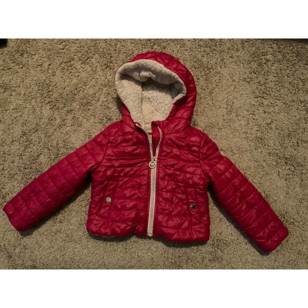 Michael Kors 2T Hot Pink Puffer Jacket - Fuzzy Lining